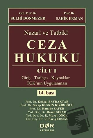 Nazari ve Tatbiki Ceza Hukuku Cilt 1 (Ciltli) - Sahir Erman - Der Yayı