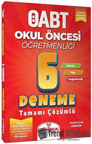 ÖABT Okul Öncesi Öğretmenliği 6 Deneme Çözümlü Yönerge Yayınları, Muha