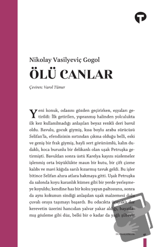 Ölü Canlar - Nikolay Vasilyeviç Gogol - Turkuvaz Kitap - Fiyatı - Yoru