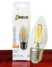 Orbus Orb-B36 Mum 4W E27 Clear Dekoratif Led Ampul 400 Lm Ra80 220-240