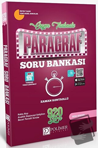 ÖSYM Tadında Tamamı Video Çözümlü Paragraf Soru Bankası (920 Soru) - K