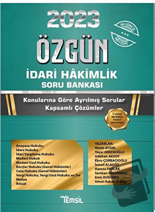 Özgün İdari Hakimlik Soru Bankası - Kolektif - Temsil Kitap - Fiyatı -