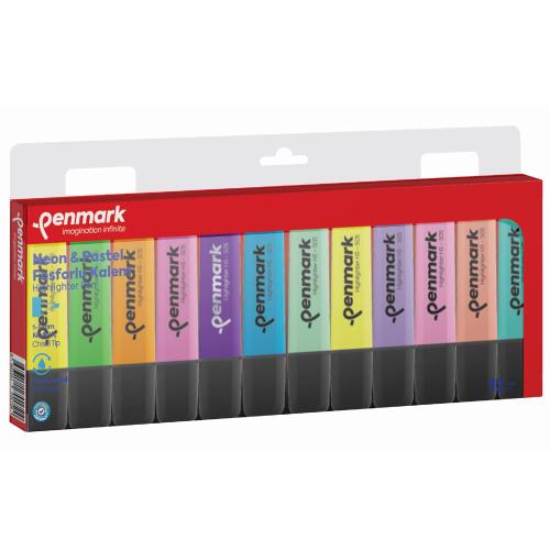 Penmark Fosforlu Kalem 12 Li Karışık Renk 6 Pastel+ 6 Neon - - Penmark