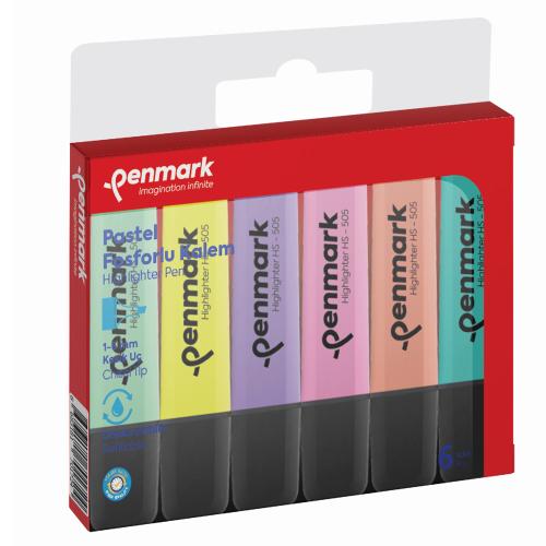 Penmark Fosforlu Kalem 6 Lı Karışık Renk Pastel Hs 505 6P - - Penmark 