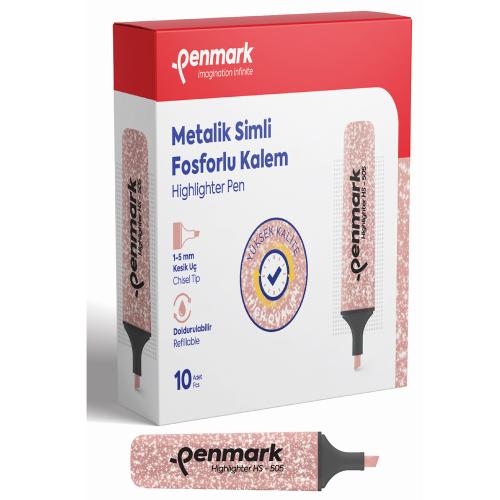 Penmark Fosforlu Kalem Metalik Simli Bronz Hs-505 14 - 10'lu Paket - -