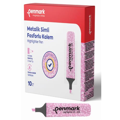 Penmark Fosforlu Kalem Metalik Simli Gül Pembe Hs-505 15 - 10'lu Paket