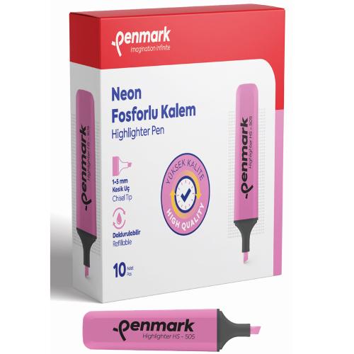 Penmark Fosforlu Kalem Neon Pembe Hs-505 04 - 10'lu Paket - - Penmark 