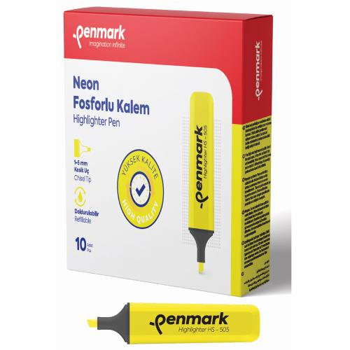 Penmark Fosforlu Kalem Neon Sarı Hs-505 01 - 10'lu Paket - - Penmark -