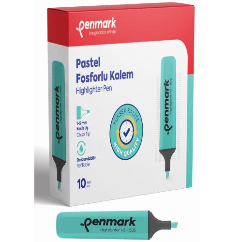 Penmark Fosforlu Kalem Pastel Mint Yeşili Hs-505 12 - 10'lu Paket - - 