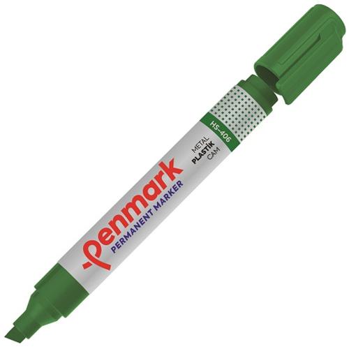 Penmark Markör Permanent Kesik Uç Yeşil Hs-406 - 12'li Paket - - Penma