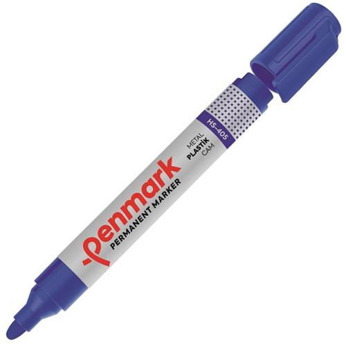 Penmark Markör Permanent Yuvarlak Uç Mavi Hs-405 - 12'li Paket - - Pen