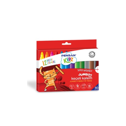 Pensan Keçeli Boya Kalemi Kidz Jumbo Yıkanabilir 12 Renk 99040 - - Pen