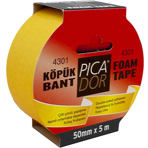 Picador Çift Taraflı Bant Köpük Rulo Askılı 50X5 Mt 4301 - - Picador -