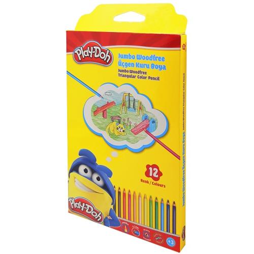 Play-Doh Kuru Boya Jumbo Üçgen Woodfree 12 Li Play-Ku028 - - Play-Doh 