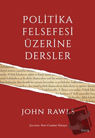 Politika Felsefesi Üzerine Dersler - John Rawls - Nora Kitap - Fiyatı 