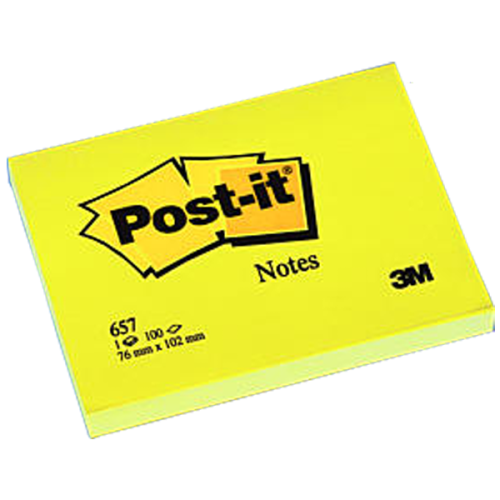 Post-İt Yapışkanlı Not Kağıdı 100 Yp 76X102 Sarı 657 - 12'li Paket - -