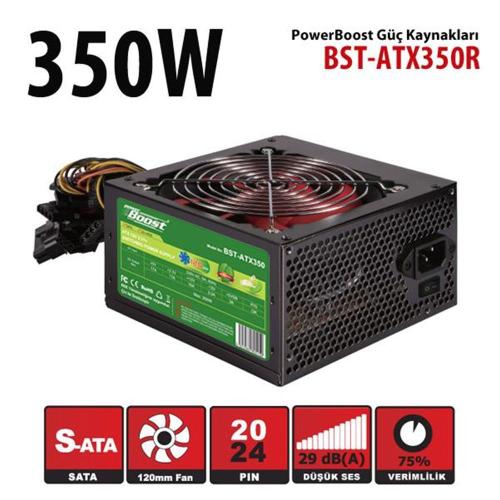 Powerboost Bst-Atx350R 350W, Ppfc 12Cm Kırmızı Fanlı Atx Psu (Retail B