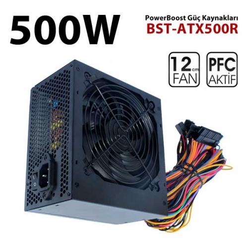 Powerboost Bst-Atx500R "Quark" 500W Apfc 12Cm Fanlı Atx Psu Power Kabl