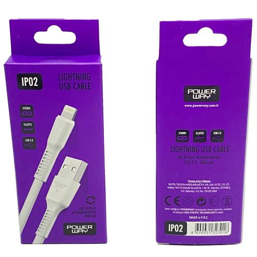 Powerway Ip02 Lightning 1Mt Usb Şarj Kablosu - - Powerway - Fiyatı - Y