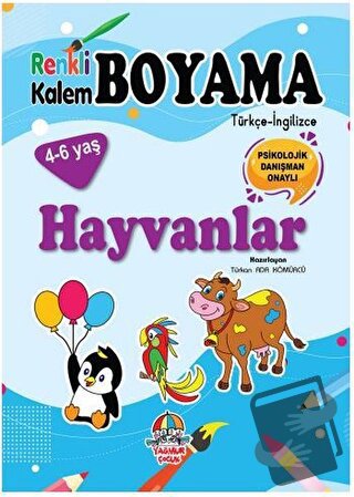 Renkli Kalem Boyama / Hayvanlar - Türkan Ada Kömürcü - Yağmur Çocuk - 