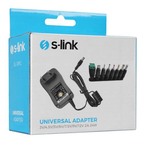 S-Link Sl-129C 3V-4,5V-5V-6V-7,5V-9V-12V 2A 24W (5.5-2.1) 8 Uçlu Adapt