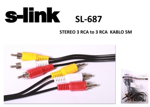 S-Link Sl-687 3Rca To 3Rca 5Mt Kablo - - S-Link - Fiyatı - Yorumları -