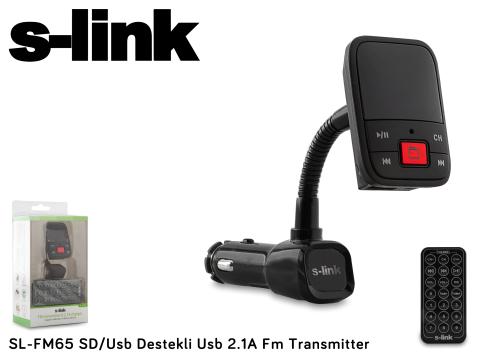 S-Link Sl-Fm65 Hafızasız Mp3 Transmıtter 2.1A Usb Şarj Portlu Usb Micr