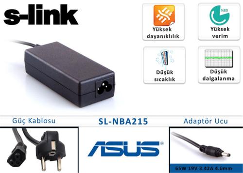 S-Link Sl-Nba215 65W 19V 3.42A 4.0Mm-1.5Mm Asus Ultrabook Standart Ada