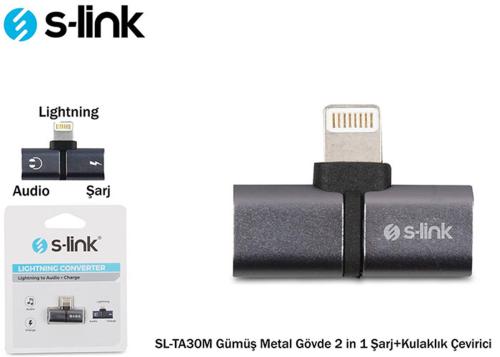 S-Link Sl-Ta30M Lightning Gümüş Metal Gövde 2 İn 1 Şarj+Kulaklık Çevir