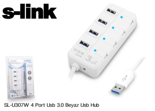 S-Link Sl-U307W Beyaz 4 Port 3.0 Usb Çoklayıcı - - S-Link - Fiyatı - Y