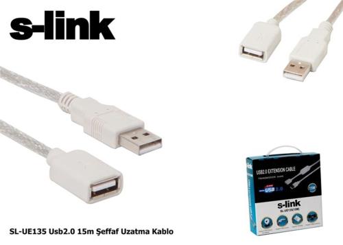 S-Link Sl-Ue135 15Mt 2.0 Usb Şeffaf Uzatma Kablosu - - S-Link - Fiyatı