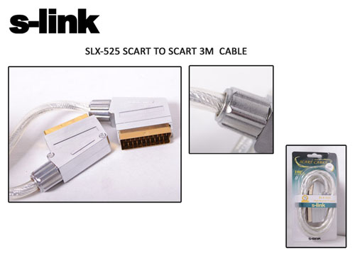 S-Link Slx-525 Scart To Scart 3Mt Gold Metal Kablo - - S-Link - Fiyatı