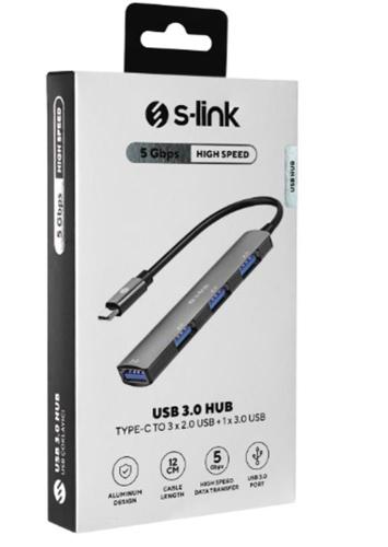 S-Link Sw-U324 3-Usb2.0, 1-Usb3.0 Type-C Metal Usb Hub - - S-Link - Fi