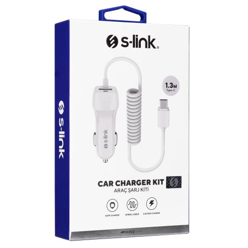 S-Link Swapp Sw-C735 Type-C Kablolu 5V 3.1A Kablolu Araç Şarj - - S-Li