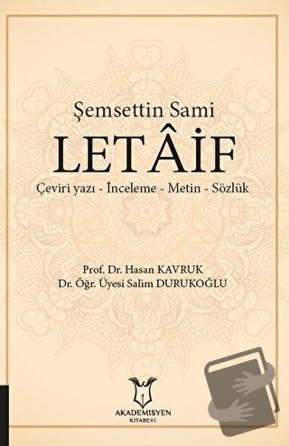 Şemsettin Sami Letaif - Hasan Kavruk - Akademisyen Kitabevi - Fiyatı -