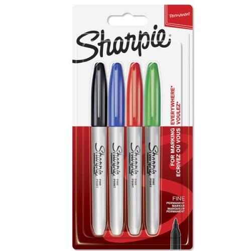 Sharpie Markör Permanent Fine 4 Lü Standart Renk 1985858 - - Sharpie -