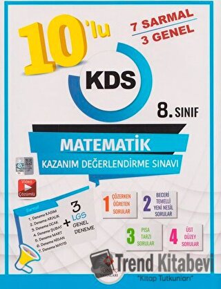 Sonuç Yayınları 8. Sınıf 10'lu Matematik Kazanım Değerlendirme Sınavı,