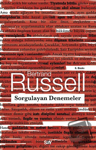 Sorgulayan Denemeler - Bertrand Russell - Say Yayınları - Fiyatı - Yor