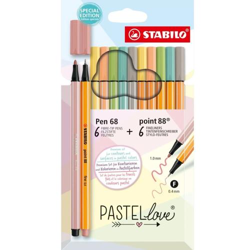 Stabilo Point 88 & Pen 68 Pastellove 12 Li 6888/12-7-7 - - Stabilo - F