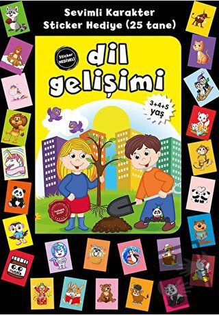 Stickerlı 3+4+5 Yaş Dil Gelişimi - Pedagog Afife Çoruk - Beyaz Panda Y