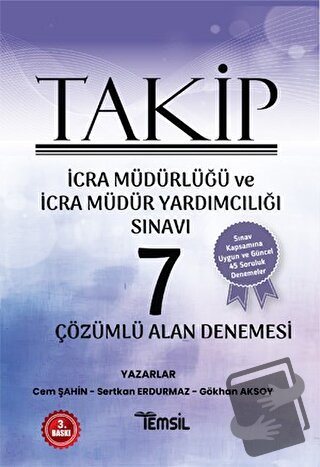 Takip İcra Müdürlüğü ve İcra Müdür Yardımcılığı Sınavı Çözümlü 7 Alan 