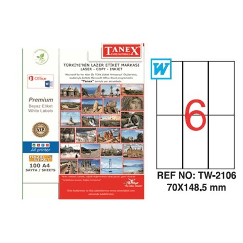 Tanex Laser Etiket 100 Yp 70X148.5 Laser-Copy-Inkjet Tw-2106 - - Tanex