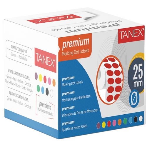 Tanex Nokta Etiketi 2500 Li Tekli Kutu 25 Mm Kırmızı - - Tanex - Fiyat