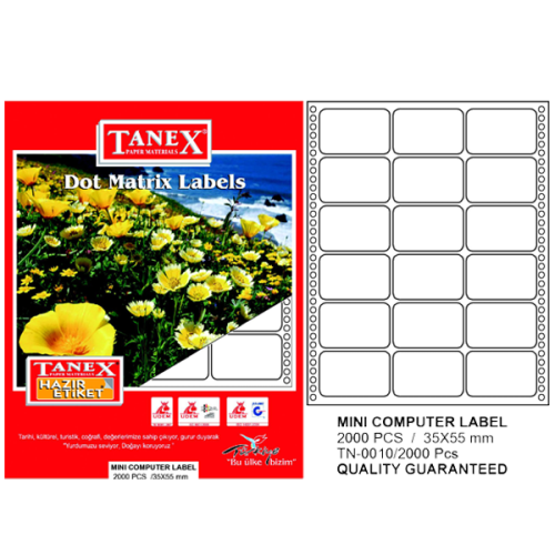 Tanex Sürekli Form Etiket 2000 Li 35X55 - - Tanex - Fiyatı - Yorumları