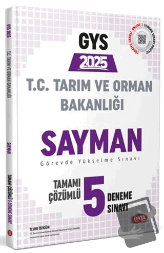 Tarım ve Orman Bakanlığı Sayman GYS Tamamı Çözümlü 5 Deneme Sınavı - K