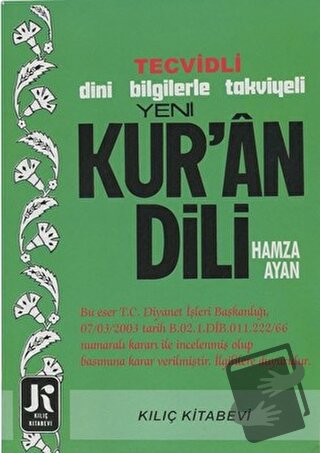 Tecvidli Yeni Kuran Dili - Hamza Ayan - Kılıç Yayınevi - Fiyatı - Yoru