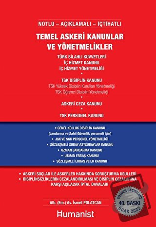 Temel Askeri Kanunlar ve Yönetmelikler - İsmet Polatcan - Hümanist Kit