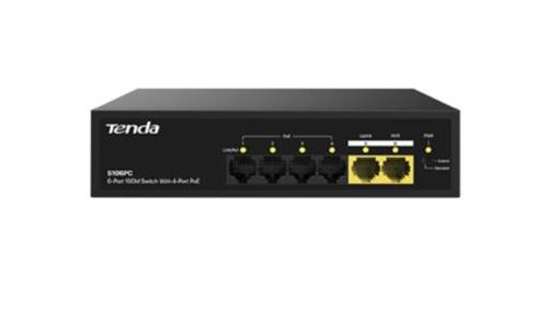 Tenda S106Pc 6 Port 4 Port Poe+ 10-100 Mbps + 2 Port Uplink Switch Çel