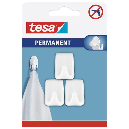 Tesa Permanent Askı Plastik Küçük Dikd. Beyaz 3Adt 66606 - - Tesa - Fi