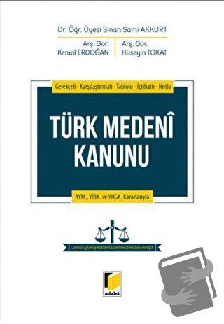 Türk Medeni Kanunu (Ciltli) - Hüseyin Tokat - Adalet Yayınevi - Fiyatı